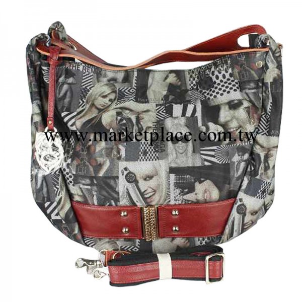 杭州批發商圈芭蕾天姿091-8251女包牛仔佈配牛皮單肩斜挎兩用大包工廠,批發,進口,代購