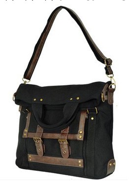 工廠專業生產帆佈+PU材質搭配手提電腦包斜挎兩用電腦單肩包袋工廠,批發,進口,代購