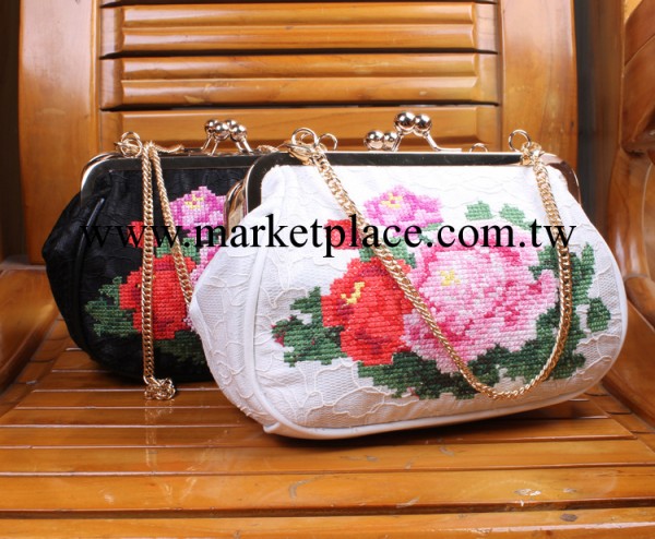 超美氣質手工刺繡牡丹花十字繡晚宴包約會手拿包手提單肩斜挎小包工廠,批發,進口,代購