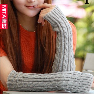 韓國保暖手套 女針織麻花紋露指手套 半指手臂 袖套 毛線手套批發工廠,批發,進口,代購