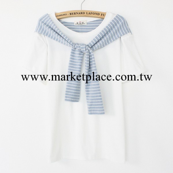 2014夏季新款 小清新  條紋 女式短袖韓國T恤批發 502工廠,批發,進口,代購