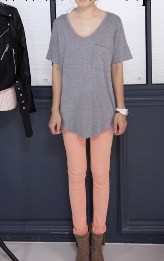 2014韓國原單夏季爆款奧代爾純棉女式T恤衫  純色短袖廠傢批發工廠,批發,進口,代購
