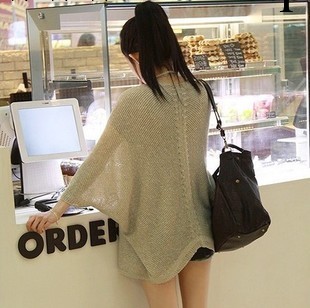 2014春秋新品 韓版女裝寬松大碼蝙蝠袖針織開衫外套毛衣工廠,批發,進口,代購