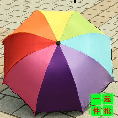 一件代發韓版創意太陽傘時尚彩虹遮陽防紫外線三折兩用晴雨傘批發工廠,批發,進口,代購