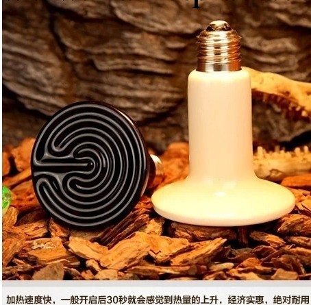 爬蟲用品 陶瓷加熱燈 陸龜 蜥蜴爬蟲保溫燈 發熱不發光50w75W100W工廠,批發,進口,代購
