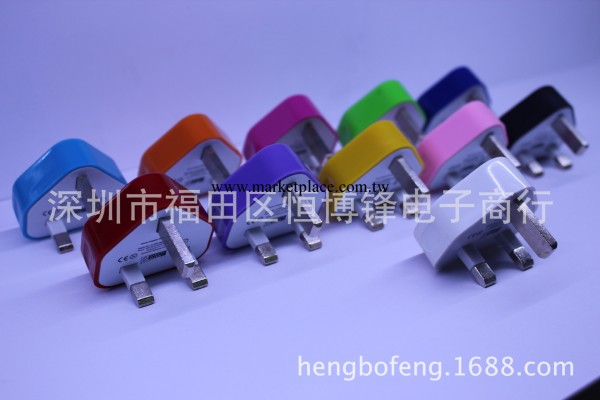 廠傢批發蘋果4/5 手機充電器 USB iPod三角插頭彩色英規通用1A工廠,批發,進口,代購