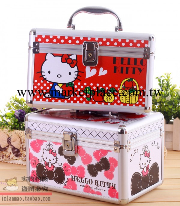 kt貓可愛手提箱包 hello kitty化妝包帶鎖 護膚品收納箱 創意禮物工廠,批發,進口,代購