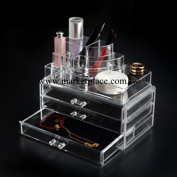 韓國創意桌面化妝品收納盒 創意透明塑料盒化妝盒（NY1303）工廠,批發,進口,代購