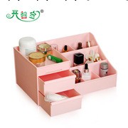 雙抽屜桌面化妝品收納盒、首飾盒粉色批發・進口・工廠・代買・代購