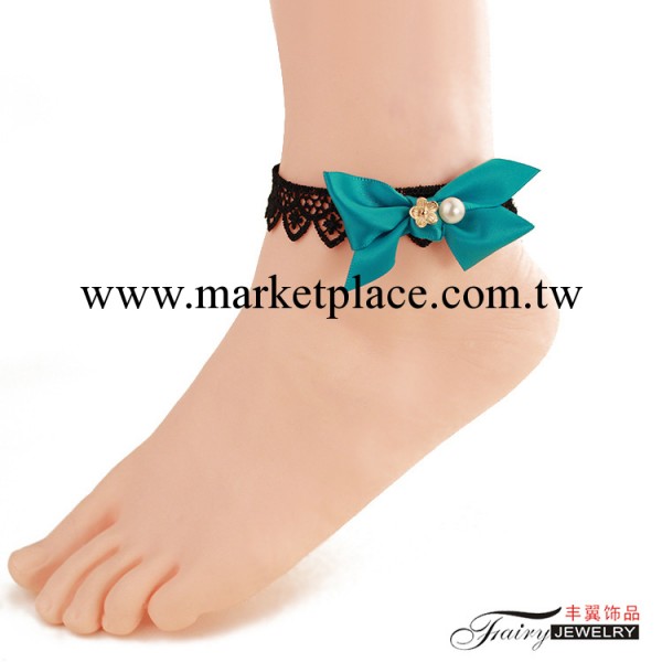 2014新款韓版黑色蕾絲女腳鏈腳飾腳帶蝴蝶結淑女可愛蘿莉J008工廠,批發,進口,代購