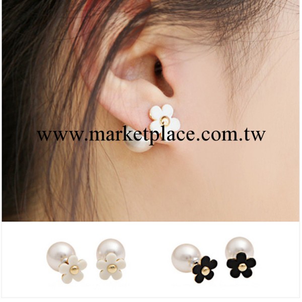 新款！韓國進口飾品耳飾 五葉花珍珠淑女明星款韓版耳釘 5125工廠,批發,進口,代購