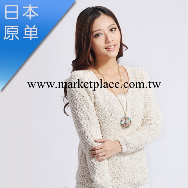 2014日本原單 氣質銀絲菊花紗毛絨長袖針織外套 女上衣工廠,批發,進口,代購