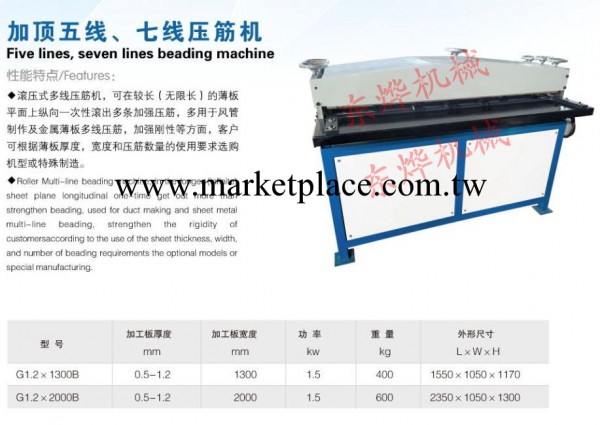 【東燁機械】壓筋機，五線壓筋機，加強壓筋機工廠,批發,進口,代購