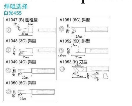 供應 正品日本白光 重型烙鐵N455 用烙鐵頭 A1047(B)工廠,批發,進口,代購