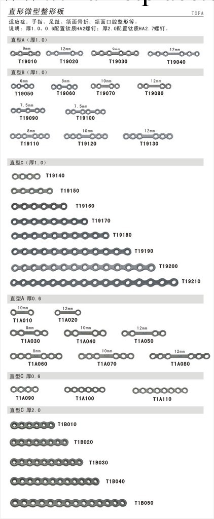 供應骨科耗材、工具--直形微型整形板工廠,批發,進口,代購