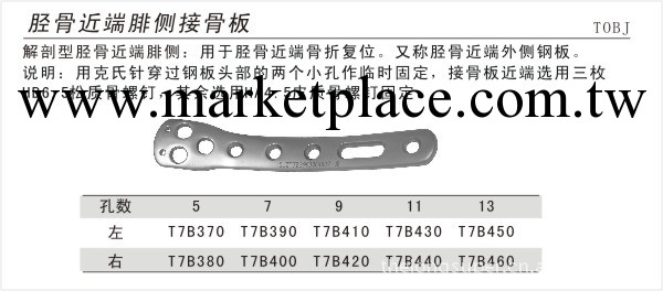 供應骨科耗材、工具--解剖型 脛骨近端腓側接骨板工廠,批發,進口,代購