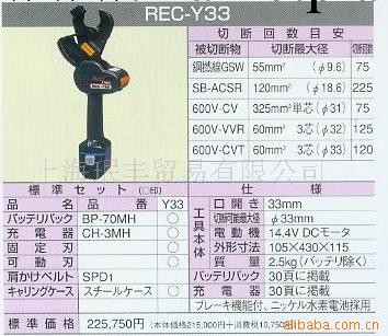 供應日本原裝IZUMI泉精器充電型液壓電纜切斷REC-Y33電動工具工廠,批發,進口,代購