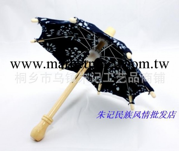 供應烏鎮特色藍印花佈傘(直柄) 演出傘 工藝傘 半徑10CM工廠,批發,進口,代購
