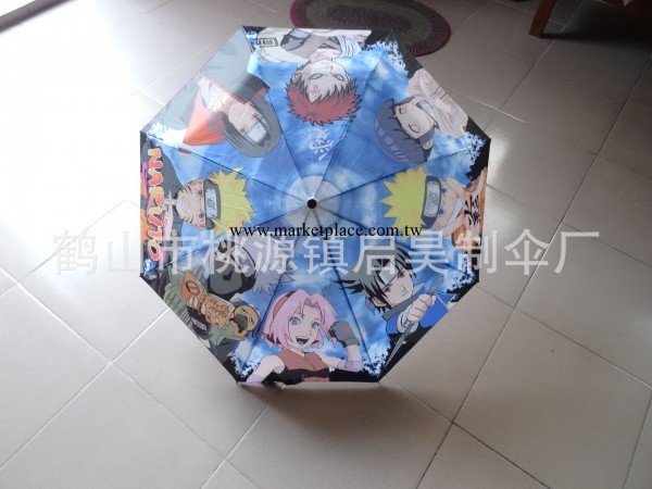 廠傢直銷 21寸久合板火影忍者熱轉印三折廣告傘工廠,批發,進口,代購