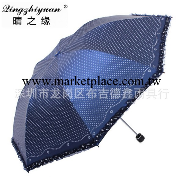 晴之緣2304點點心心色膠花邊黑膠太陽傘防紫外線遮陽傘晴雨批發工廠,批發,進口,代購
