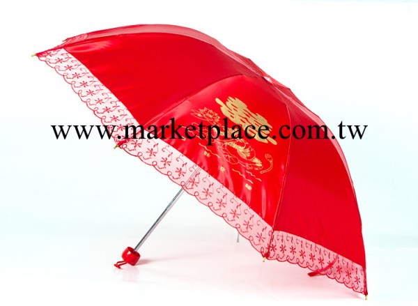 批發結婚用品 三折大紅色新娘傘 雨傘 314三折蕾絲邊工廠,批發,進口,代購