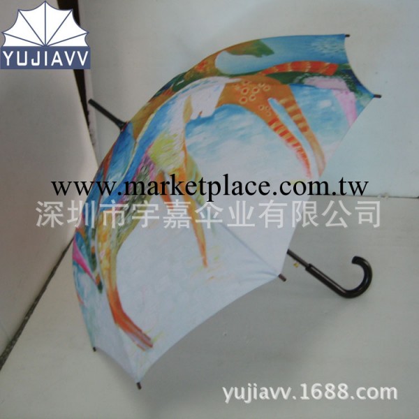 深圳廠傢定製油畫傘 直桿自動開雨傘 可印製圖案 來圖定做工廠,批發,進口,代購