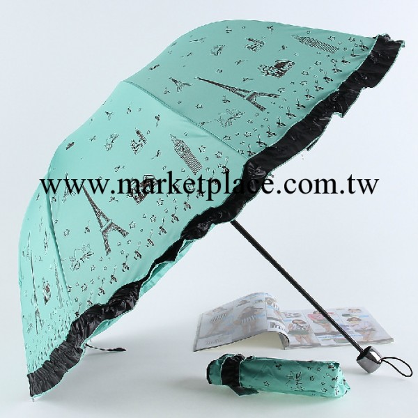 新品 新款黑膠印花傘 鑲邊防紫外線傘遮陽傘三折晴雨傘 668工廠,批發,進口,代購