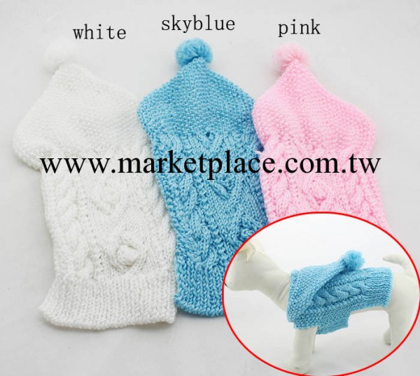寵物衣服 小狗狗球帽毛衣 白色粉色藍色 純手工編製批發・進口・工廠・代買・代購