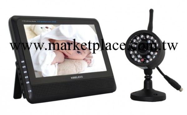 無線7寸數字DVR/無線嬰兒監視器/動態錄像/四畫麵同時顯示存儲工廠,批發,進口,代購