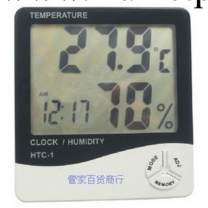 大屏幕電子溫度計/濕度計/溫濕度計/帶鬧鐘功能HTC-1工廠,批發,進口,代購
