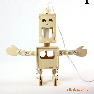 GeeKCook 雙麵小子機器人臺燈 DIY拼裝 創意木質工廠,批發,進口,代購