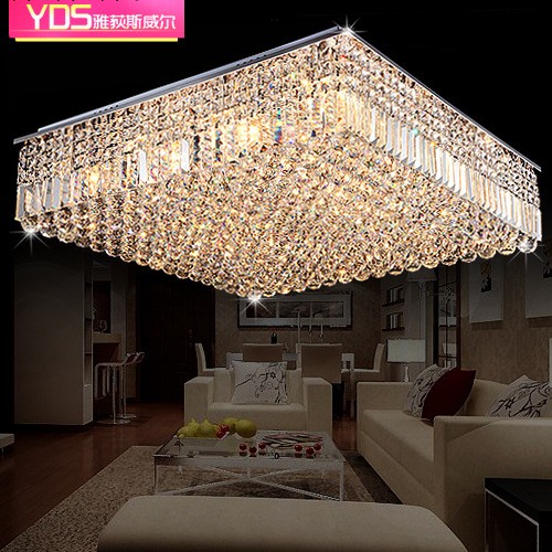 雅荻斯K9水晶LED方形吸頂燈遙控可調光簡約現代創意臥室客廳燈工廠,批發,進口,代購