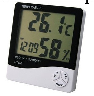 大屏幕傢用溫度計溫濕度計 高精度室內電子溫度計HTC-1 帶鬧鐘工廠,批發,進口,代購