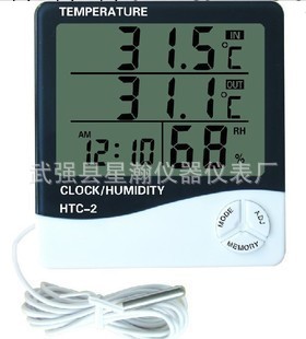 高精度數顯電子溫濕度計HTC-2 傢用帶溫度探頭 室內外雙顯大屏幕工廠,批發,進口,代購