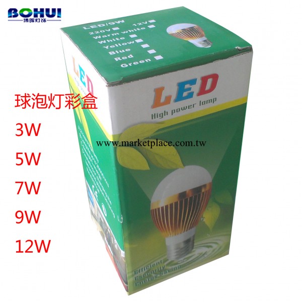 供應LED球泡燈彩盒包裝盒3W 5W 7W 9W 12W工廠,批發,進口,代購