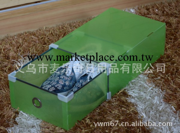 金屬包邊女士精裝標厚透明鞋盒 PP鞋盒 塑料鞋盒 收納盒 綠色批發・進口・工廠・代買・代購