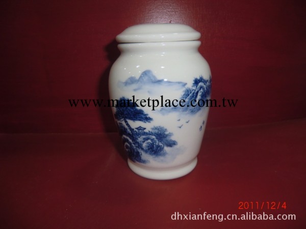 特價批發先鋒陶瓷純手工手繪藍彩茶葉罐工廠,批發,進口,代購