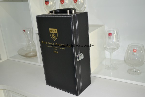 阿爾曼薩紅酒配套專用皮盒 黑色針紋皮盒雙隻裝，紅酒禮盒工廠,批發,進口,代購