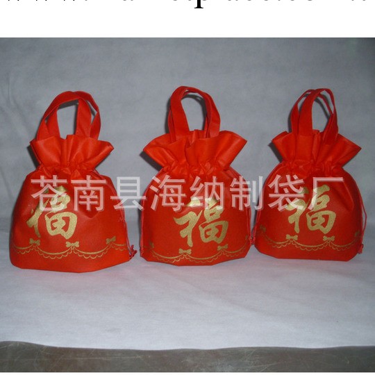 2014年新款無紡佈袋福袋 束口紅色手提索繩袋HN-S06工廠,批發,進口,代購
