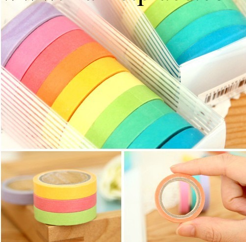 安蔻 韓國文具批發 糖果色彩虹10色和紙膠帶 可寫字0.75*5工廠,批發,進口,代購