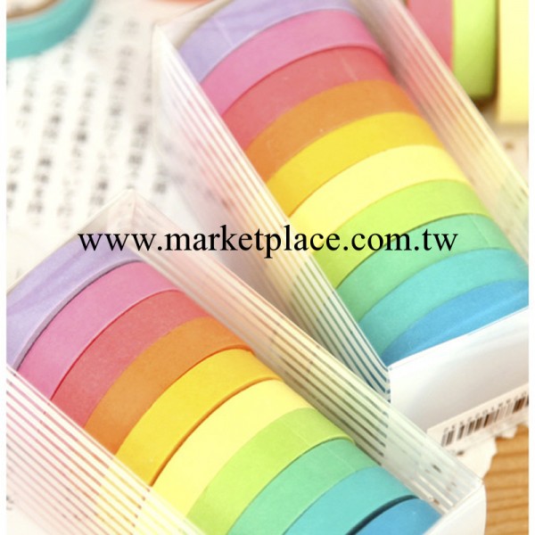 清新可愛糖果色 手撕彩色日本和紙膠帶可寫字 10入工廠,批發,進口,代購