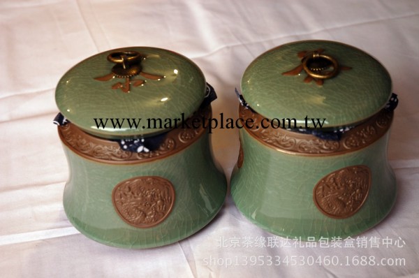 哥窯雙罐 陶瓷茶葉罐 功夫茶具配件 密封 乾貨儲存  包裝半斤工廠,批發,進口,代購