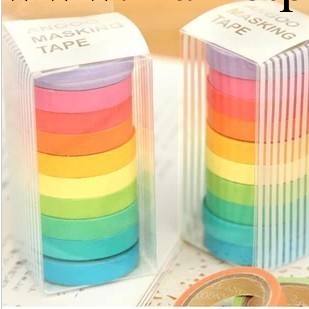 韓版 糖果色和紙膠帶 彩虹膠帶套裝 10卷入工廠,批發,進口,代購