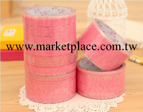 安蔻 韓國文具 批發 供應粉色透明蕾絲花邊大卷膠帶工廠,批發,進口,代購