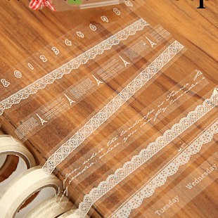 b702  韓國文具 可愛小清新透明蕾絲花邊膠帶10m小卷DIY裝飾膠帶工廠,批發,進口,代購