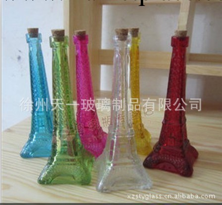 zakka復古彩色玻璃許願瓶 香水瓶 埃菲爾鐵塔 巴黎鐵塔瓶擺件工廠,批發,進口,代購