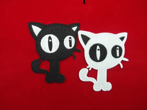 黑貓白貓  背膠熨燙貼佈貼 外套刺繡補丁   批發訂做工廠,批發,進口,代購