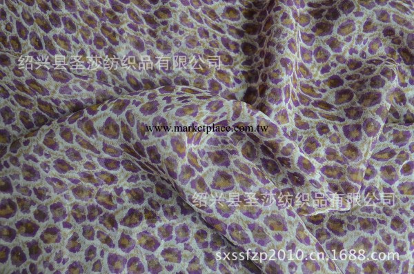 供應真絲喬其麵料數位印花---紫色小豹紋工廠,批發,進口,代購