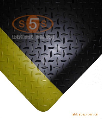 黑色帶黃邊鐵板紋耐用型抗疲勞地墊工廠,批發,進口,代購