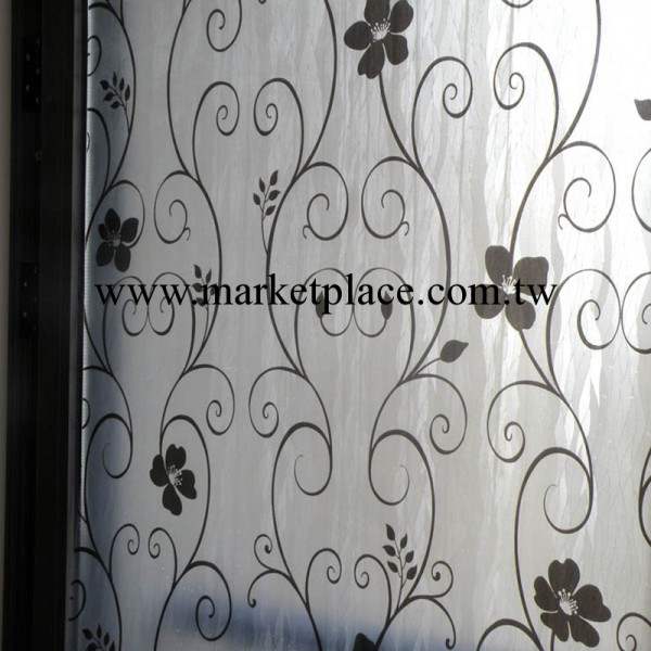 玻璃膜黑色鐵藝花時尚高檔花卉浴室磨砂紙玻璃貼膜窗花貼紙9518工廠,批發,進口,代購